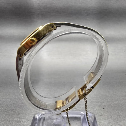 Citizen CQ Watch Women 17mm Gold Dial Gold Tone Rectangle 3220-891449 New Batt6