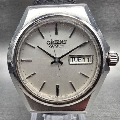 Orient Watch Men 38mm Silver Dial Silver Tone Daydate Round I029110-70 New Batt1