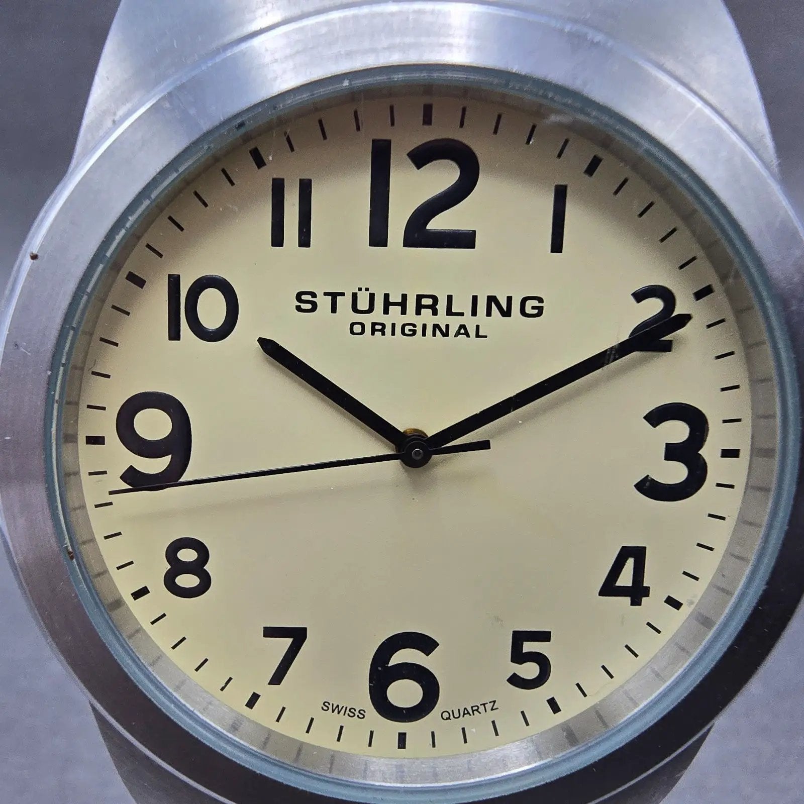 Stuhrling Original Aviator Contrail Watch Men 42mm Cream Dial Steel New Battery1