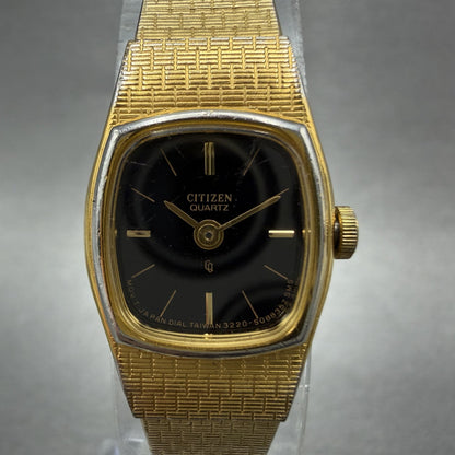 Citizen CQ Watch Women 16mm Black Dial Gold Tone 3220899849 New Battery1