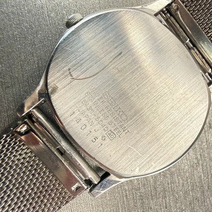 Seiko Watch Men 34mm White Dial Silver Tone Oval 6431-5040 New Battery Vintage10