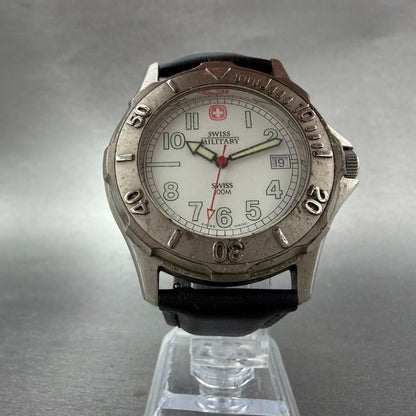 Wenger Swiss Military Dive Watch Men 42mm White Dial Silver Tone Date New Batt5