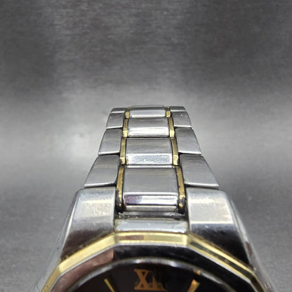 Seiko Solar Watch Men 40mm Gray Dial Two Tone Date Round V157-0AK0 Runs4