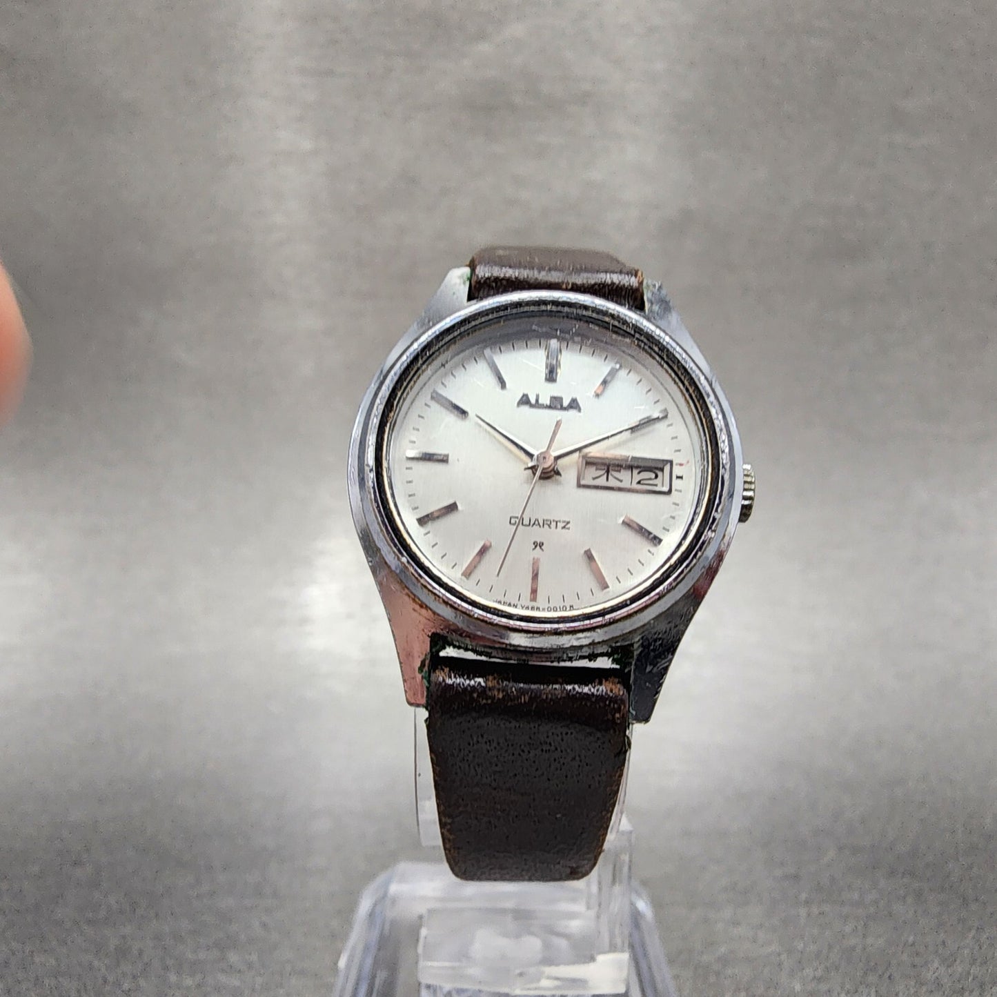 VTG Seiko Alba Watch Women 25mm Silver Dial Silver Tone Daydate Round New Batt5