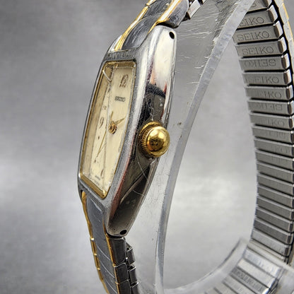 Seiko Watch Women 16mm Cream Dial Silver Tone Rectangle 1N015B69 New Batt2