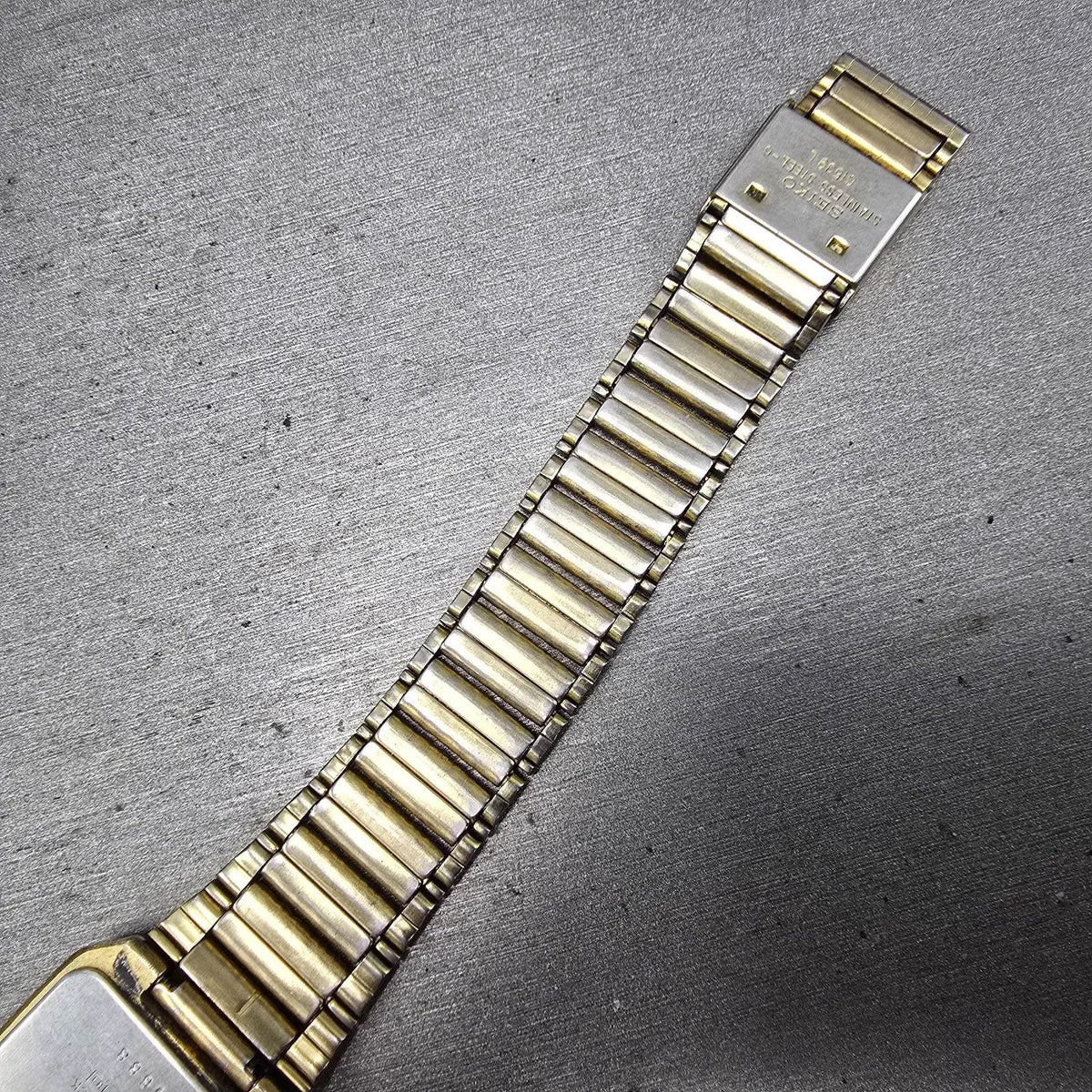 Seiko Tank Watch Men 26mm Gold Dial Gold Tone Rectangle V701-5J00 PARTS9
