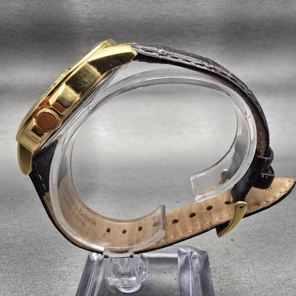 Citizen Watch Men 42mm Silver Dial Gold Tone Daydate Round 1502-S097835 New Batt6