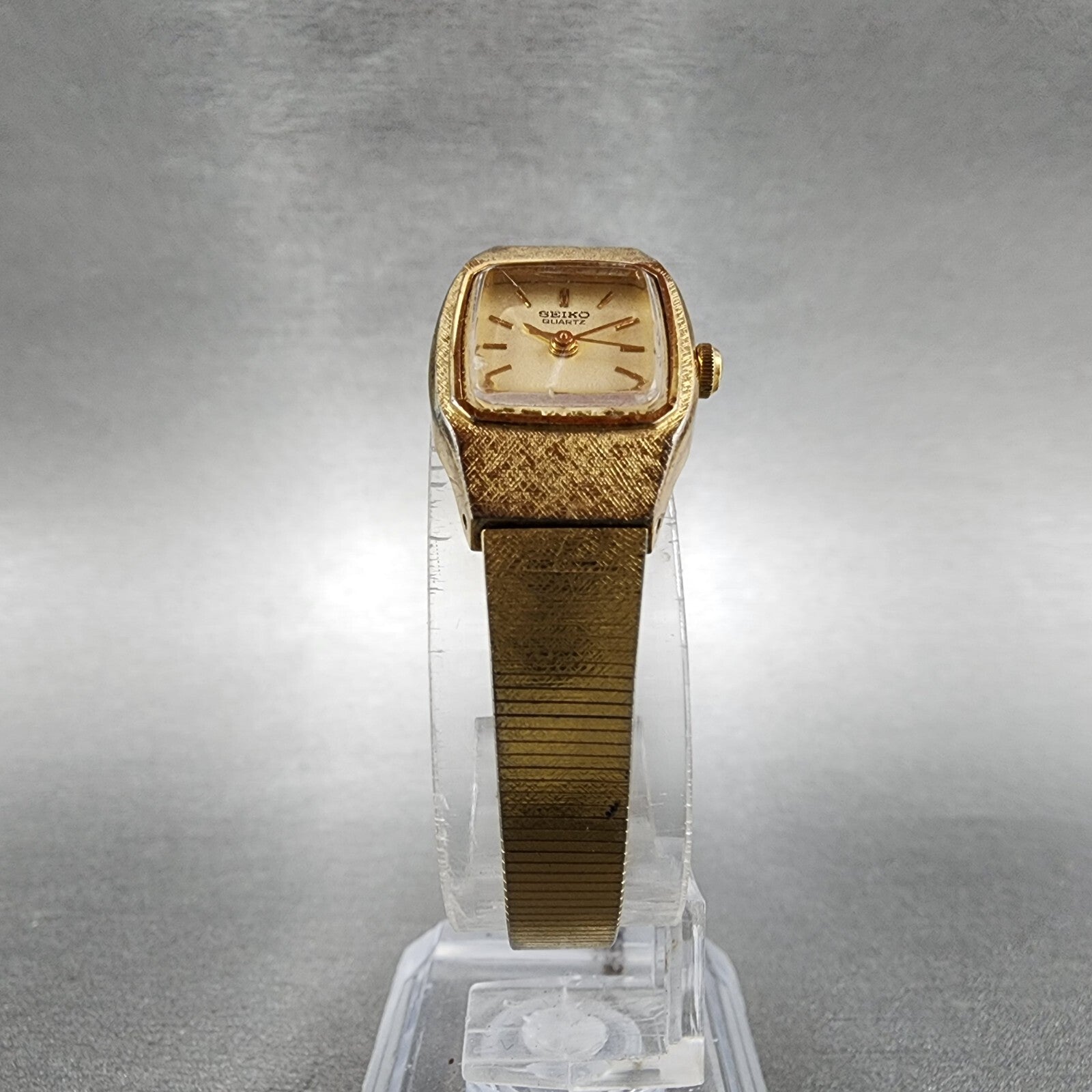 Seiko Watch Women 17mm Cream Dial Gold Tone Rectangle 54215029 New Battery5