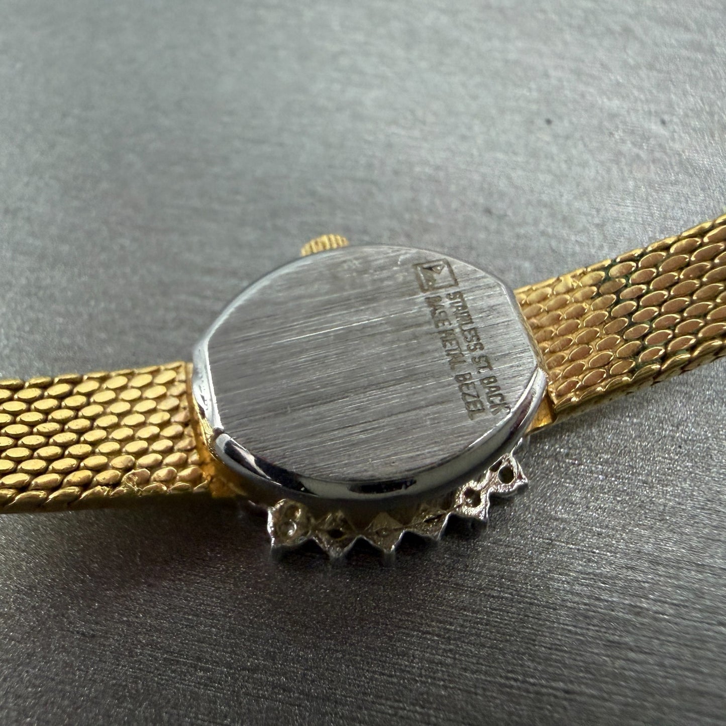 Sutton Watch Women 14mm Champagne Dial Gold Tone Diamond Bezel New Battery VTG9