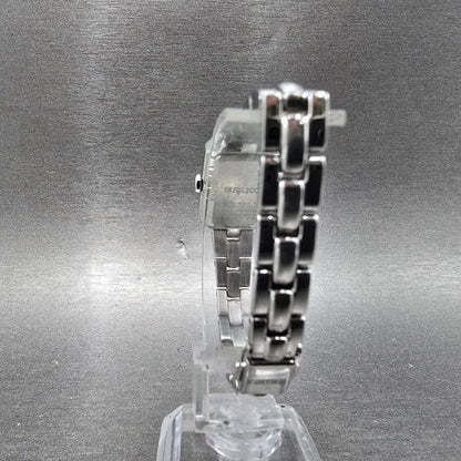 Seiko Solar Watch Women 17mm MOP Dial Steel Rectangle Crystals V116-0AF0 Works8