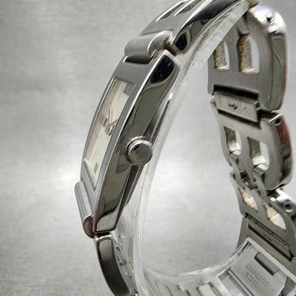 Bally Tank Watch Women 18mm White Dial Stainless Steel Rectangle New Battery2