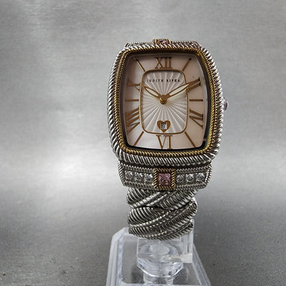 Judith Ripka Tank Watch Women 28mm MOP Dial Two Tone Rectangle New Battery5