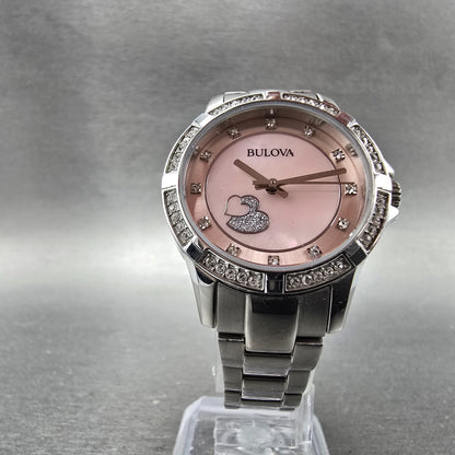 Bulova Heart Watch Women 30mm MOP Dial Silver Tone Round 96L237 New Battery5