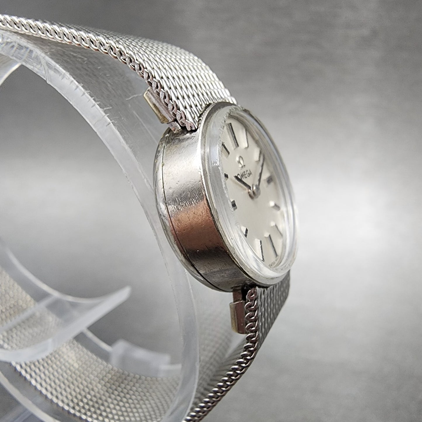 Omega Watch Women 15mm Silver Dial 14K Gold Filled Round Manual Wind Cal 4853