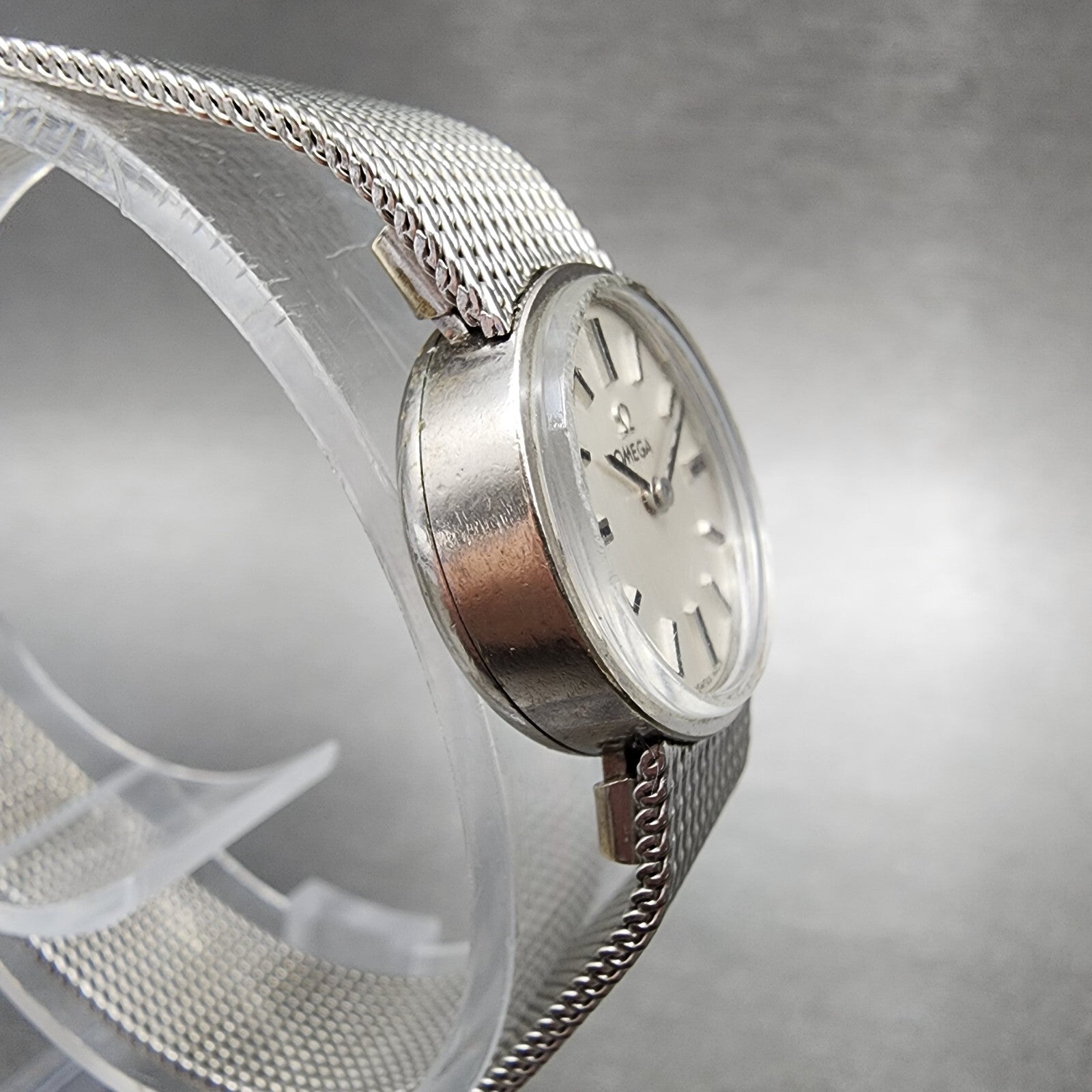 Omega Watch Women 15mm Silver Dial 14K Gold Filled Round Manual Wind Cal 4853