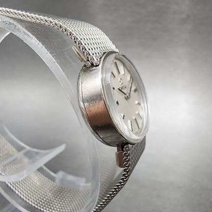 Omega Watch Women 15mm Silver Dial 14K Gold Filled Round Manual Wind Cal 4853