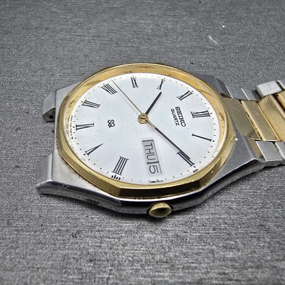 Seiko Watch Men 33mm White Dial Two Tone Daydate SQ 7132A VTG PARTS4