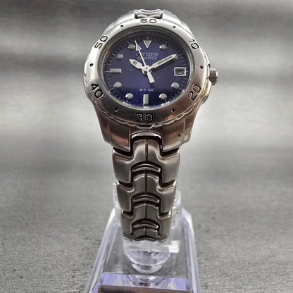 Citizen Watch Women 27mm Blue Dial Silver Tone Date Round 1012-S92316 New Batter5