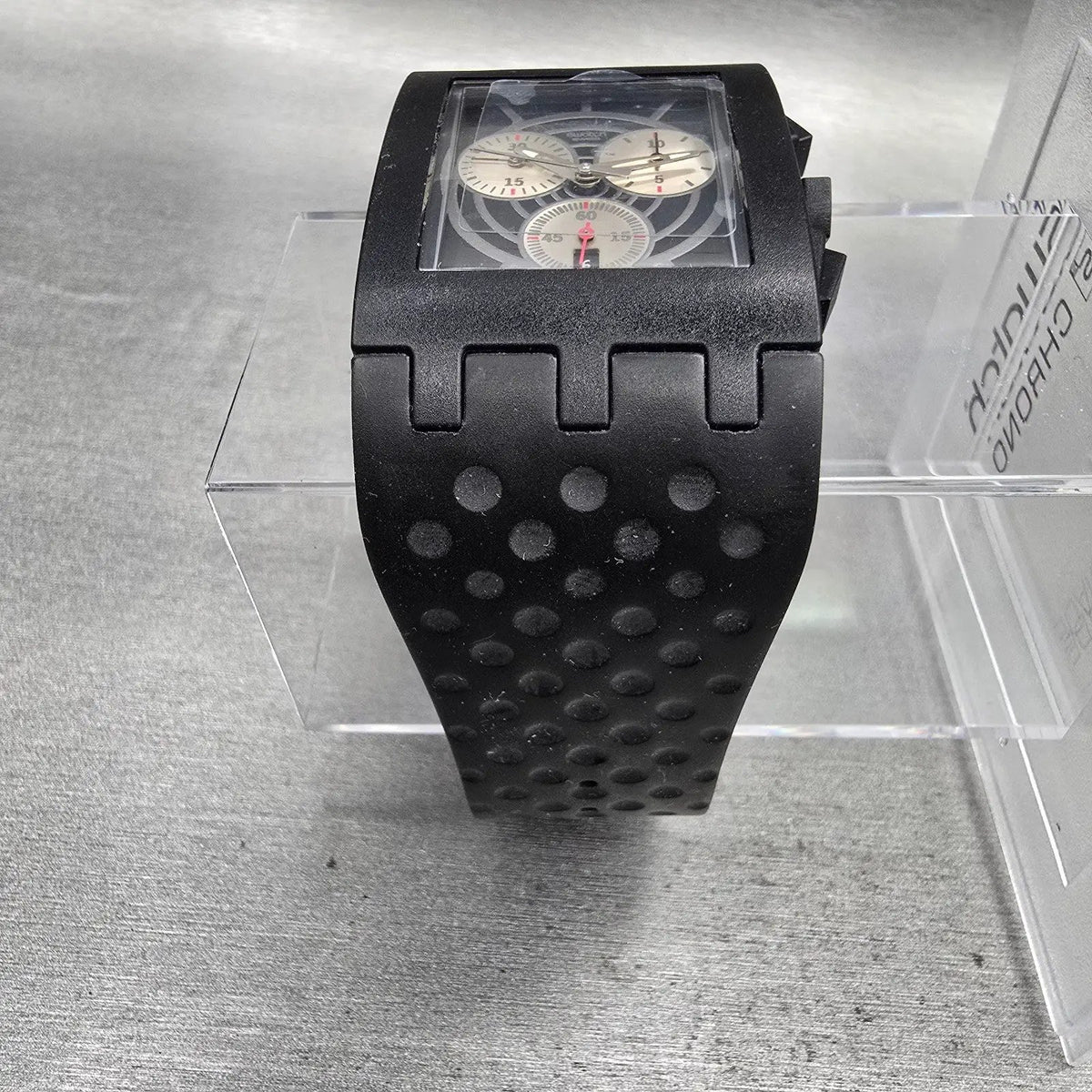 Swatch Dr. No Chronograph Watch Men 31mm Black Dial Black Tone Date SUEB400 NOS7
