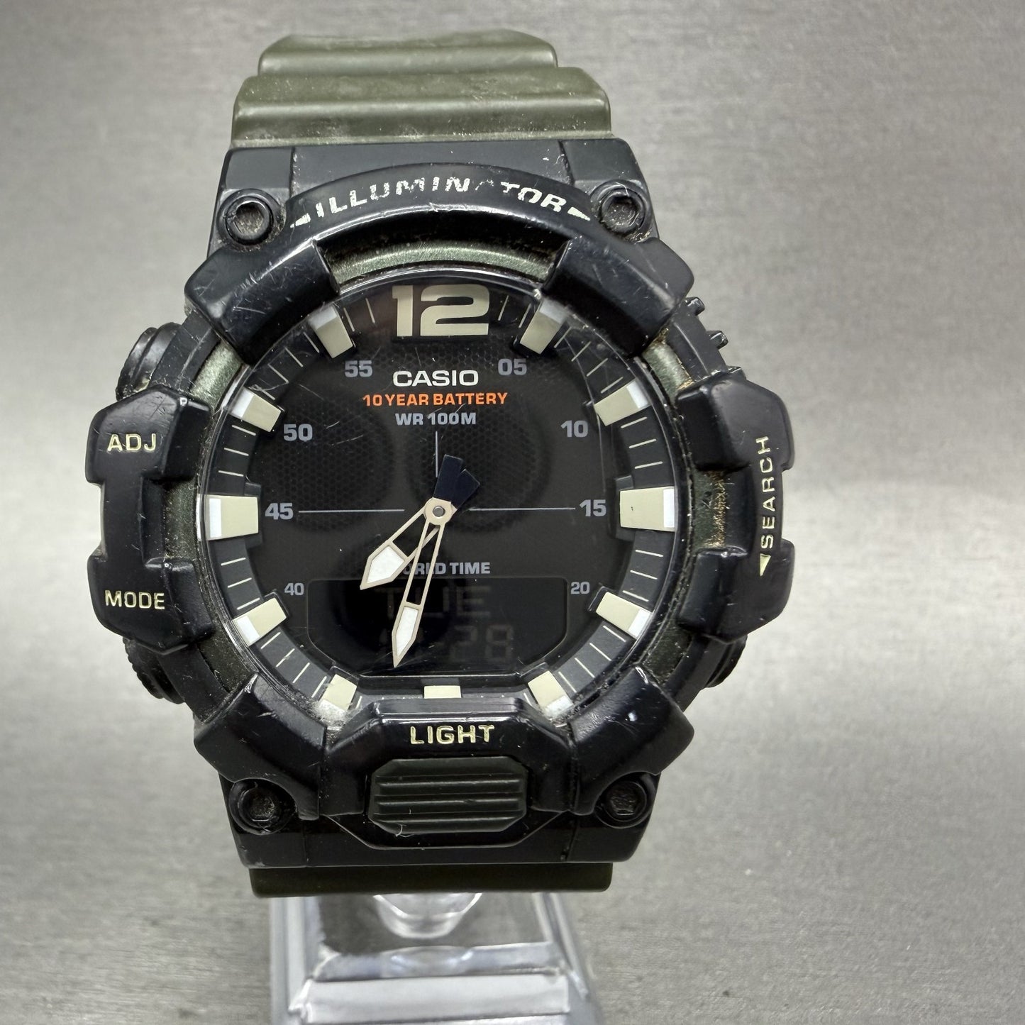 Casio Illuminator Watch Men 48mm Analgo Digital Black Green Alarm Chrono New Bat0