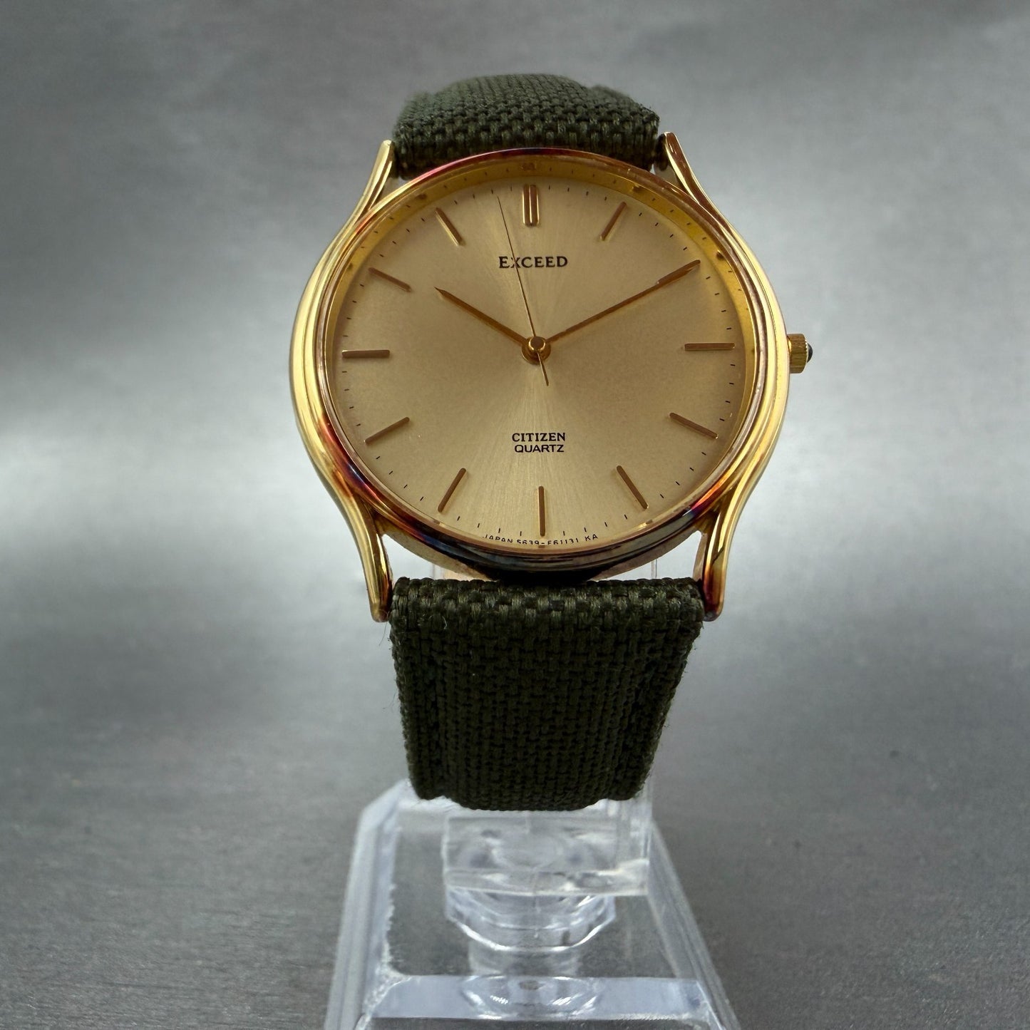 Citizen Exceed Watch Men 32mm Gold Dial Gold Tone Round 5639-F60854 New Battery5