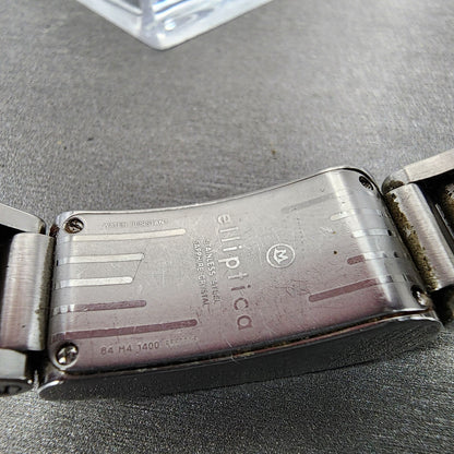 Movado Elliptica Tank Watch Women 15mm Blue Dial Stainless Steel Rectangle Runs9
