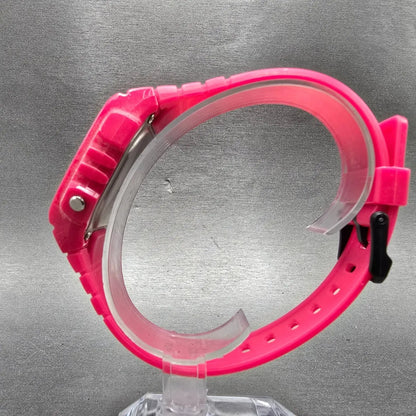Casio W-215H Watch Men 40mm Pink Alarm Chronograph Daydate Rectangle New battery6