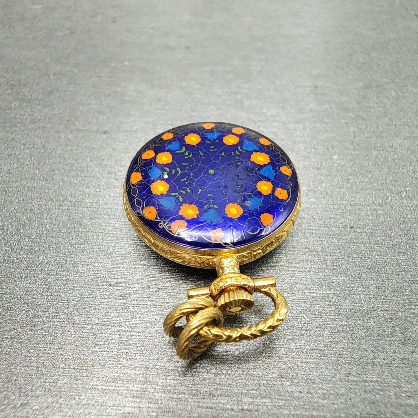 Seiko Pendent Watch Women 23mm Champagne Dial Gold & Blue Tone Manual Runs9