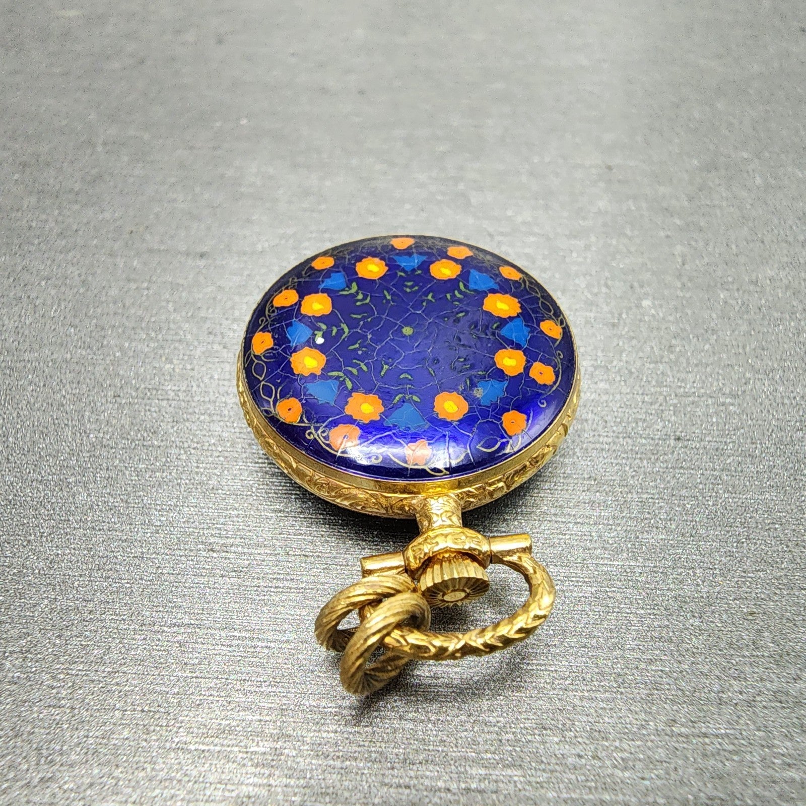 Seiko Pendent Watch Women 23mm Champagne Dial Gold & Blue Tone Manual Runs9
