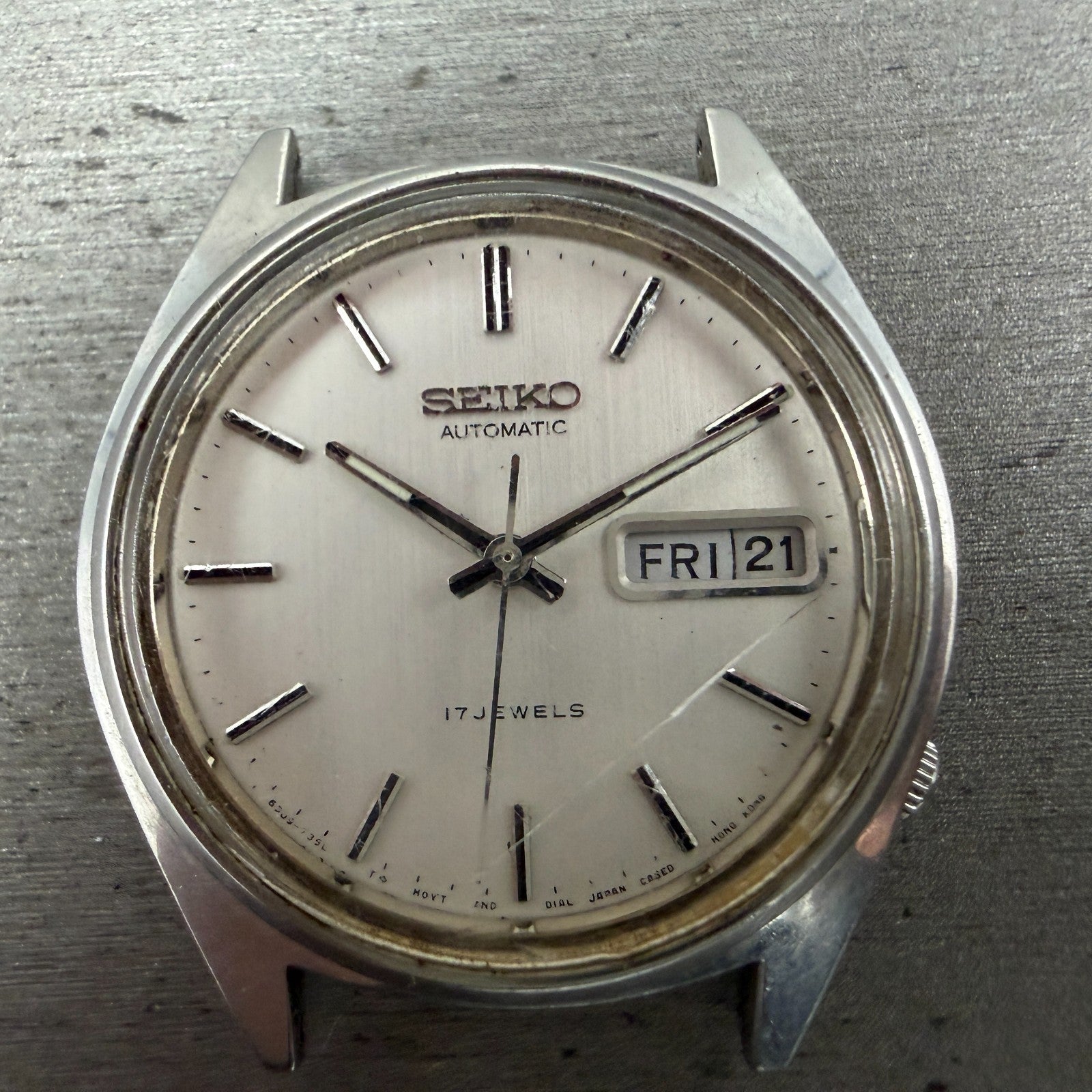 Seiko Automatic Watch Men 36mm Silver Dial Silver Tone Daydate 6309-7159 PARTS2