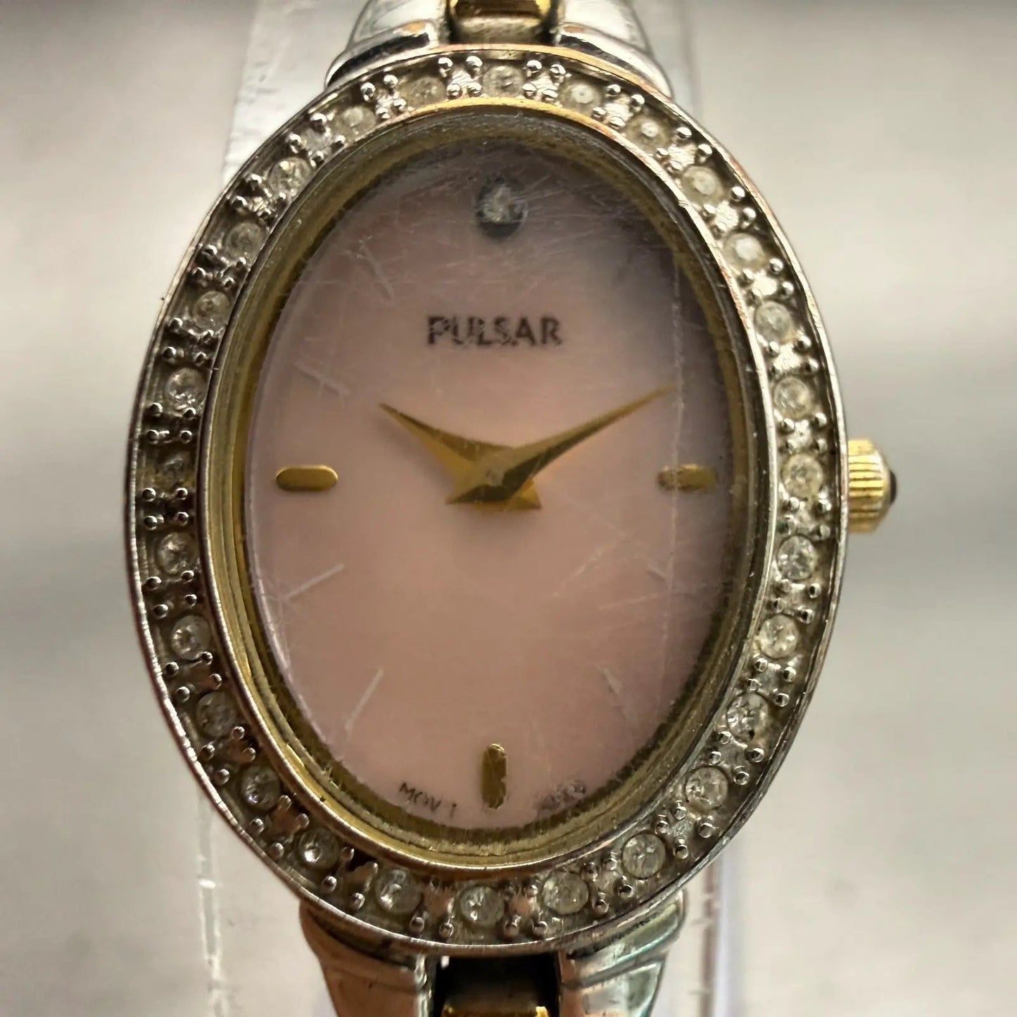 Seiko Pulsar Watch Women 18mm MOP Dial Silver Tone Gemmed 1N00-X222 New Battery1