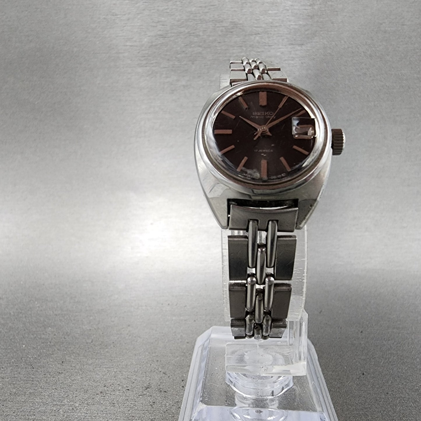 Seiko Matic Lady Watch Women 23mm Gray Dial Silver Tone Automatic 25170211 Runs5
