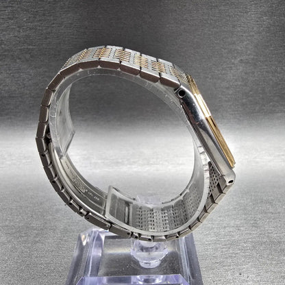 Seiko Watch Men 31mm Silver Dial Two Tone Rectangle 6030-5080 New Battery8