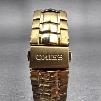 Seiko Coutura Watch Men 38mm Brown Dial Gold Tone Date Round 7N42-0CH0 New Batt7