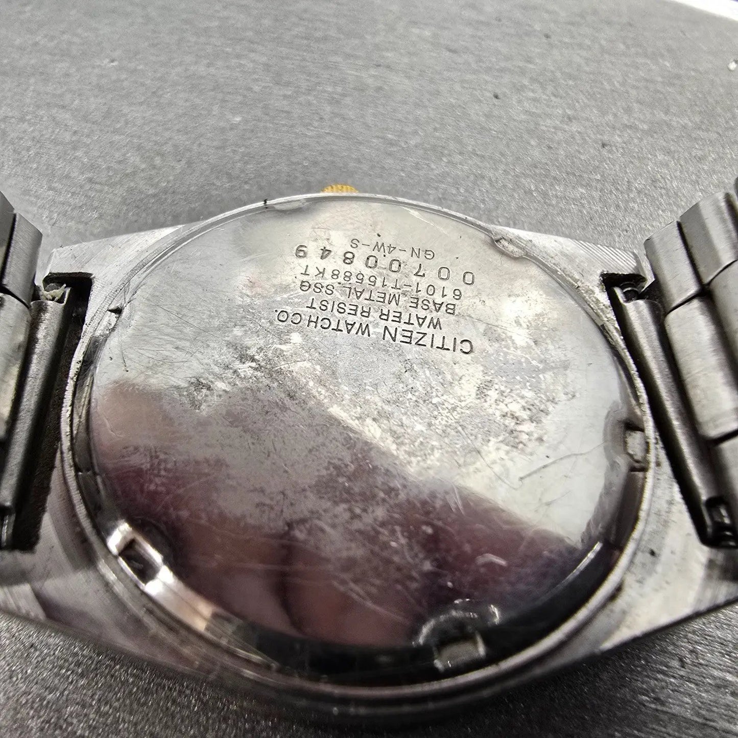 Citizen CQ Watch Men 34mm Black Dial Two Tone Daydate Round 6101-T15588 PARTS8