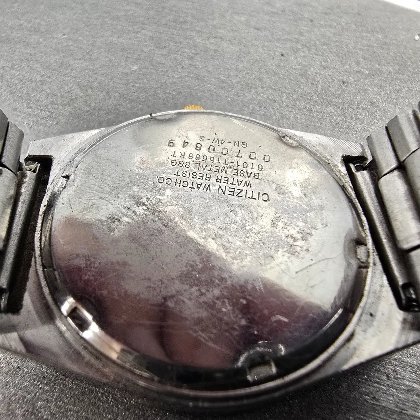 Citizen CQ Watch Men 34mm Black Dial Two Tone Daydate Round 6101-T15588 PARTS8
