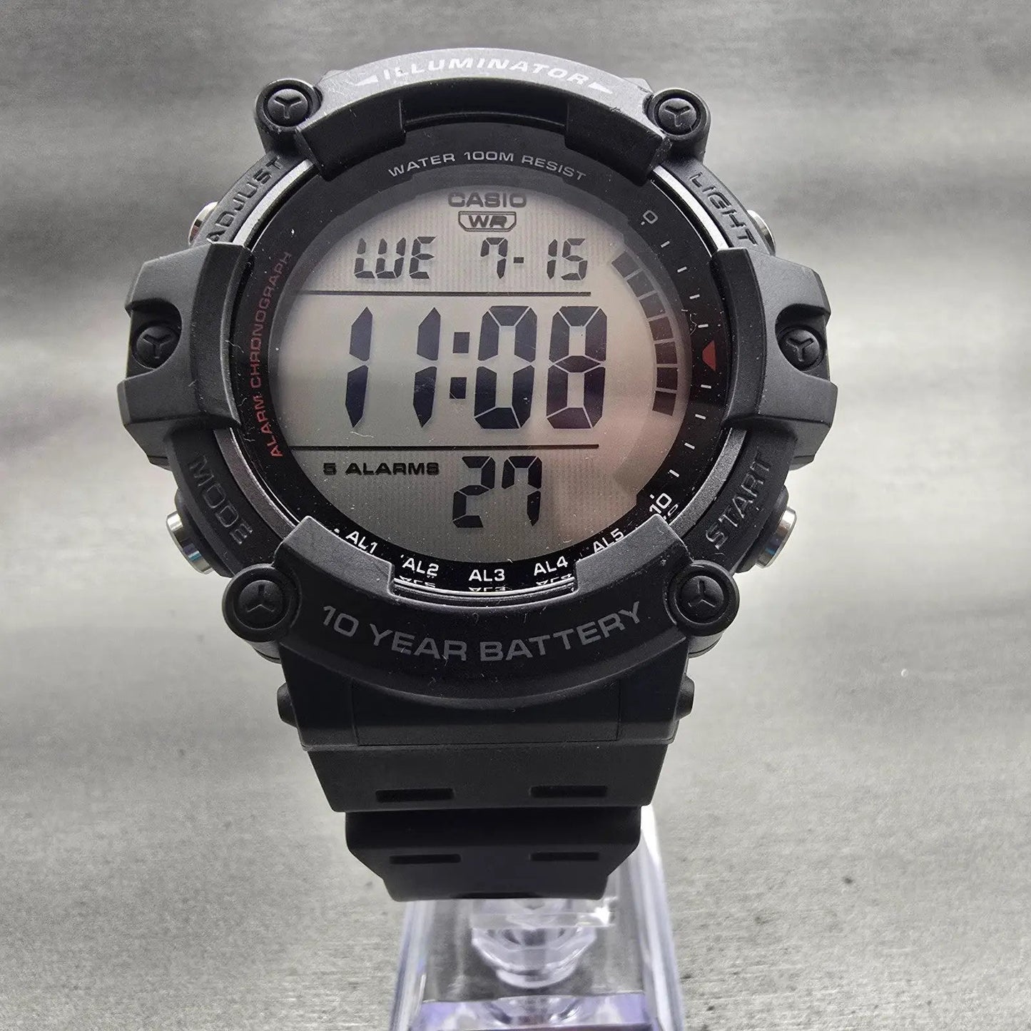 Casio Illuminator AE_1500WH Watch Men 51mm Digital Black Chrono Alarm New Batt5