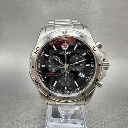 Movado Series 800 Sub Sea Chronograph Watch Men 42mm Black Dial Steel New Batt0