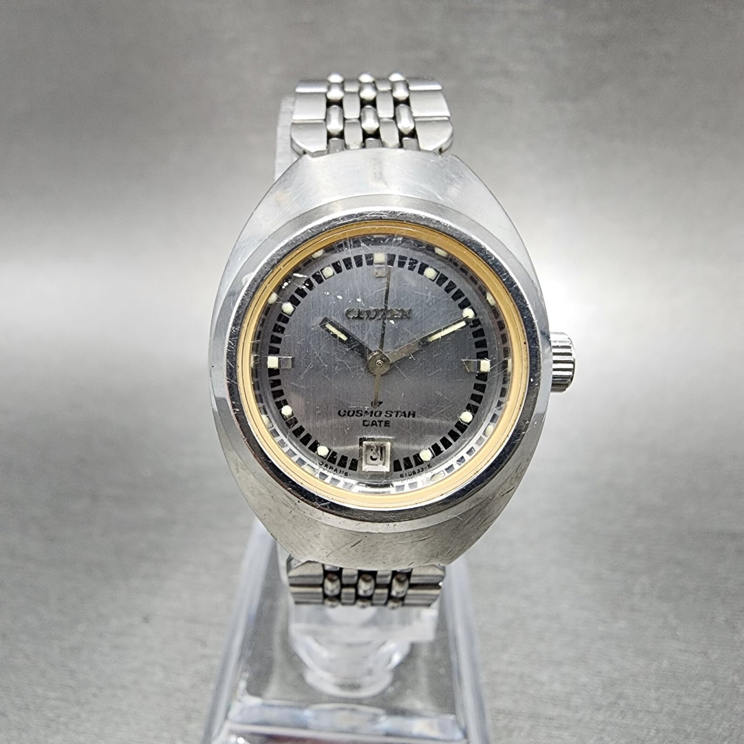 Citizen Cosmostar Watch Women 24mm Gray Dial Silver Tone Date Manual E10633-K