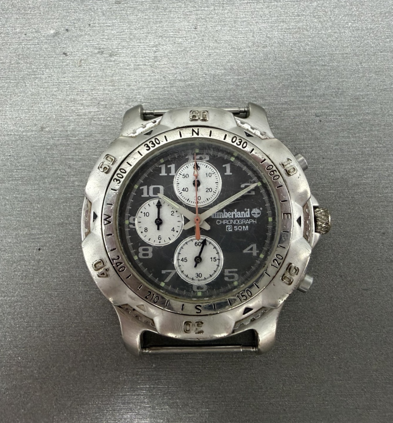 Timberland Chronograph Watch Men 41mm Gray Dial Silver Tone Round New Battery0
