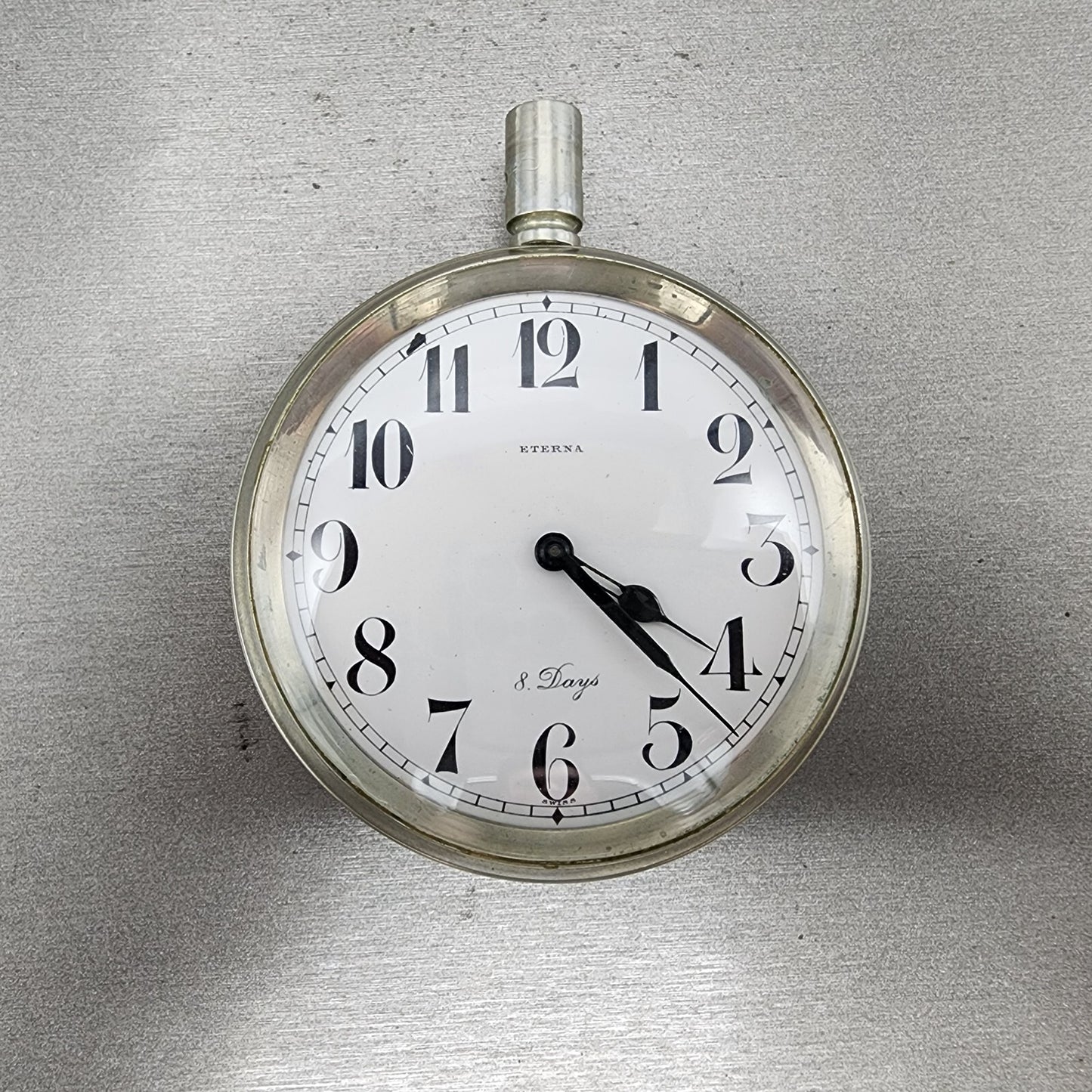 Eterna 8 Days Pocket Watch Men 70mm White Dial Steel Manual Wind PARTS0