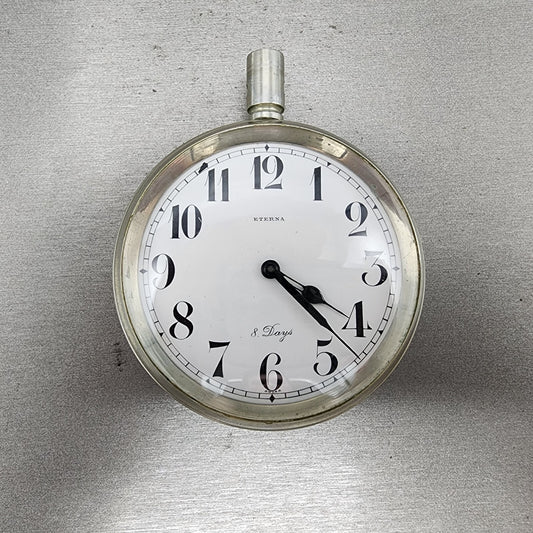 Eterna 8 Days Pocket Watch Men 70mm White Dial Steel Manual Wind PARTS0