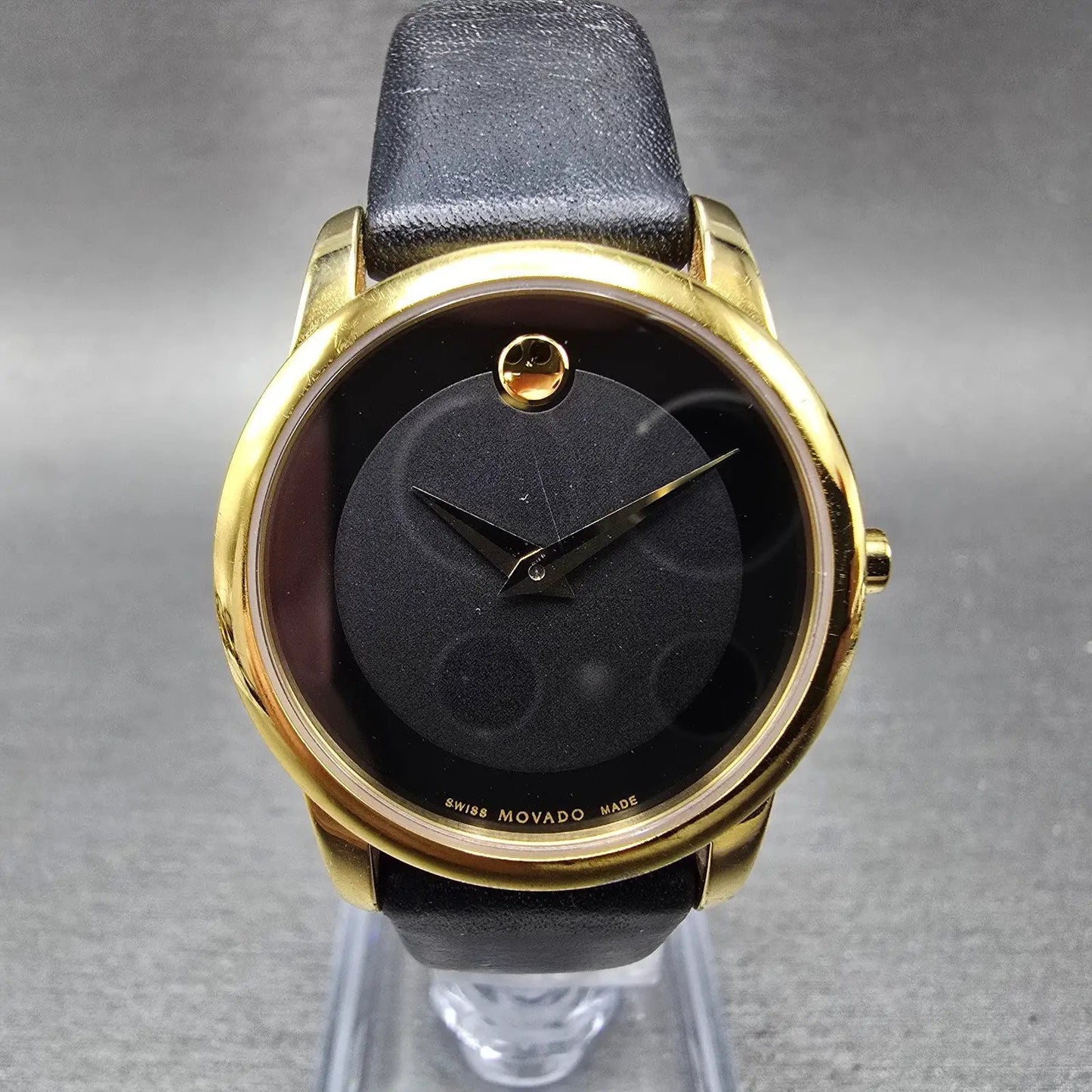 Movado Museum Watch Women 28mm Black Dial Gold Tone 07.3.36.1263 New Battery0