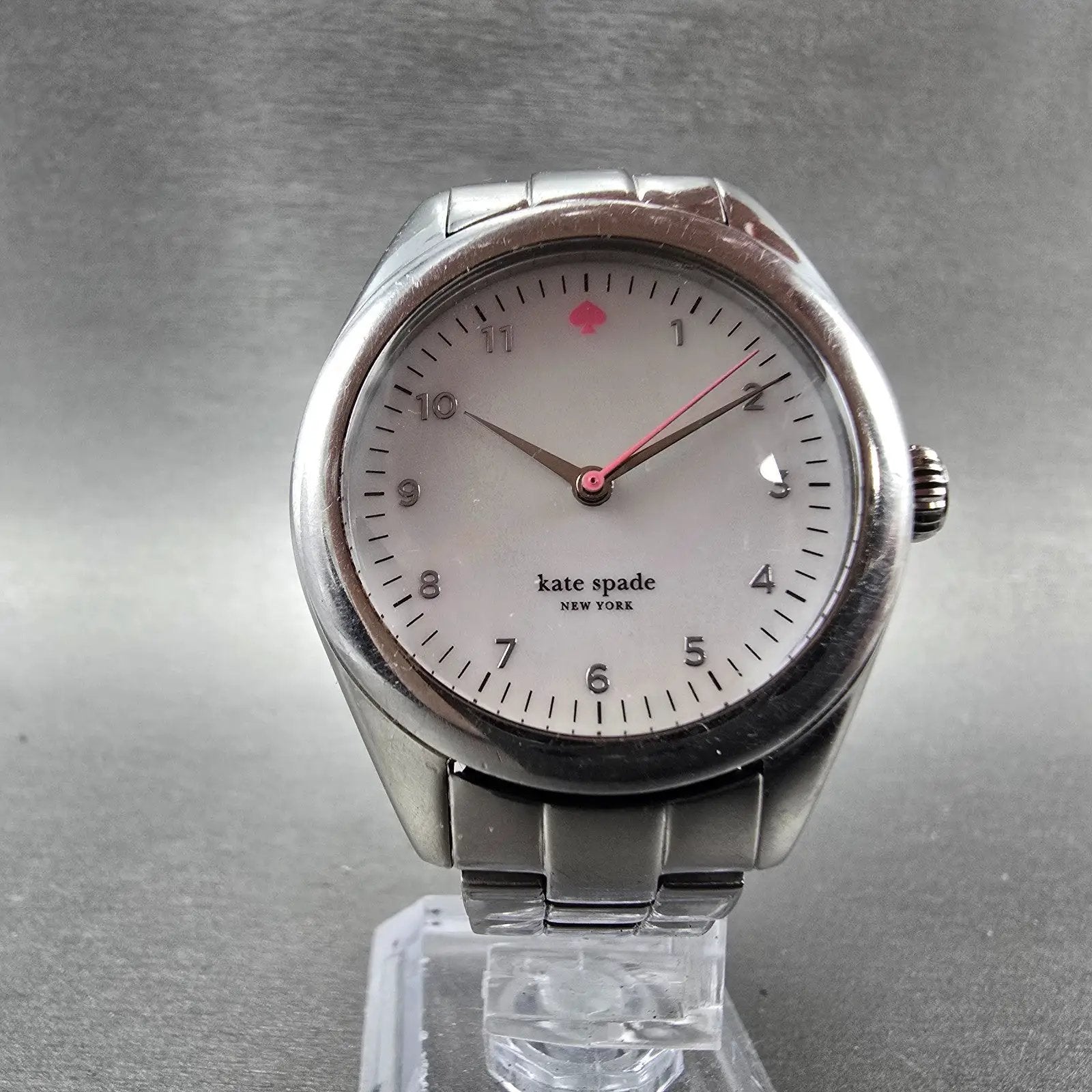 Kate Spade Seaport Watch Women 34mm MOP Dial Silver Tone Round 0026 New Battery5