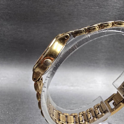 Seiko Watch Women 19mm Black Dial Gold Tone Round V401-0289 New Battery Vintage2