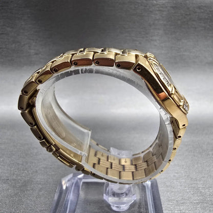 Seiko Watch Women 25mm Black Dial Gold Tone Date Diamonds 7N82-0DT0 New Battery8