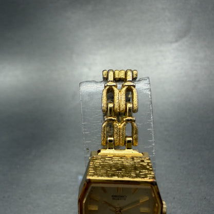 Seiko Watch Women 17mm Champagne Dial Gold Tone Octagon 1221-5540 New Battery4