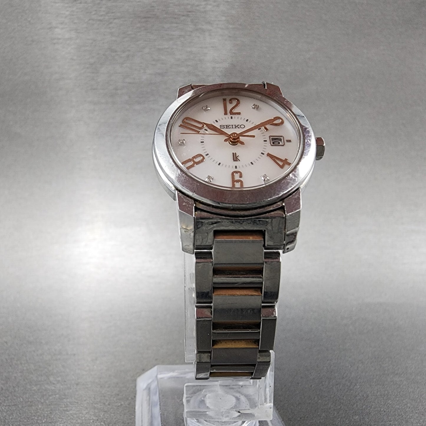Seiko Lukia Watch Women 26mm MOP Dial Two Tone Date 7n820ee0 New Battery5