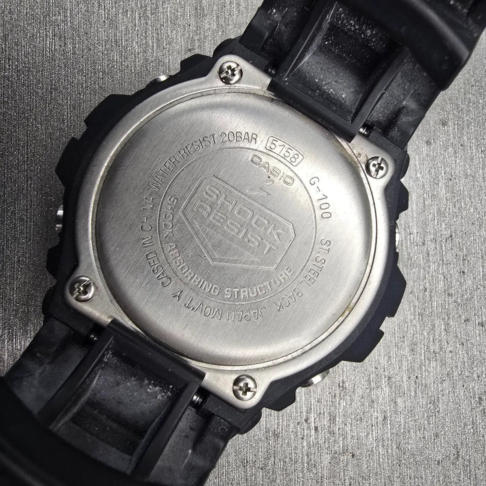 Casio G-Shock G-100 Watch Men 47mm Black Dial Black Case Alarm New Battery10