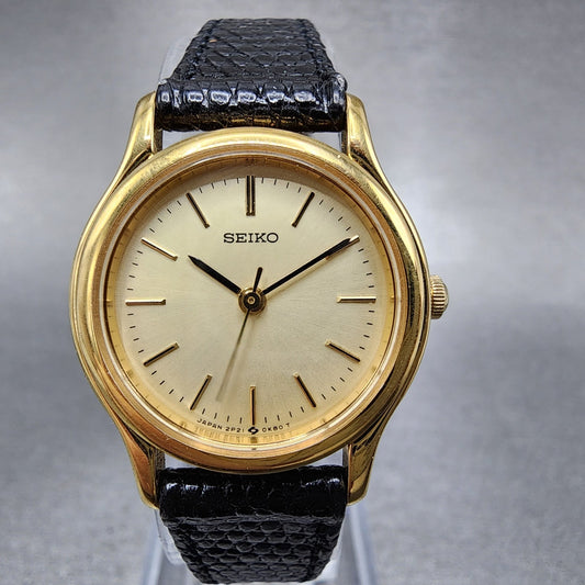 Seiko Watch Women 23mm Champagne Dial Gold Tone 12p210b90 New Battery0